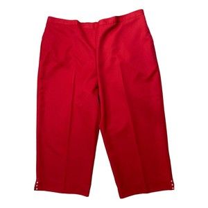 Alfred Dunner Red Classic Fit Capri Pants Pull On Silver Stars Womens 18 NWT